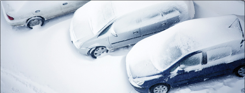 parking lot covered in snow